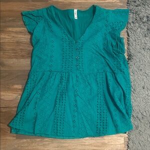 Epretty Teal Eyelet Blouse